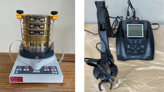 Sieve Shaker, pH&Conductivity meter 장치 사진